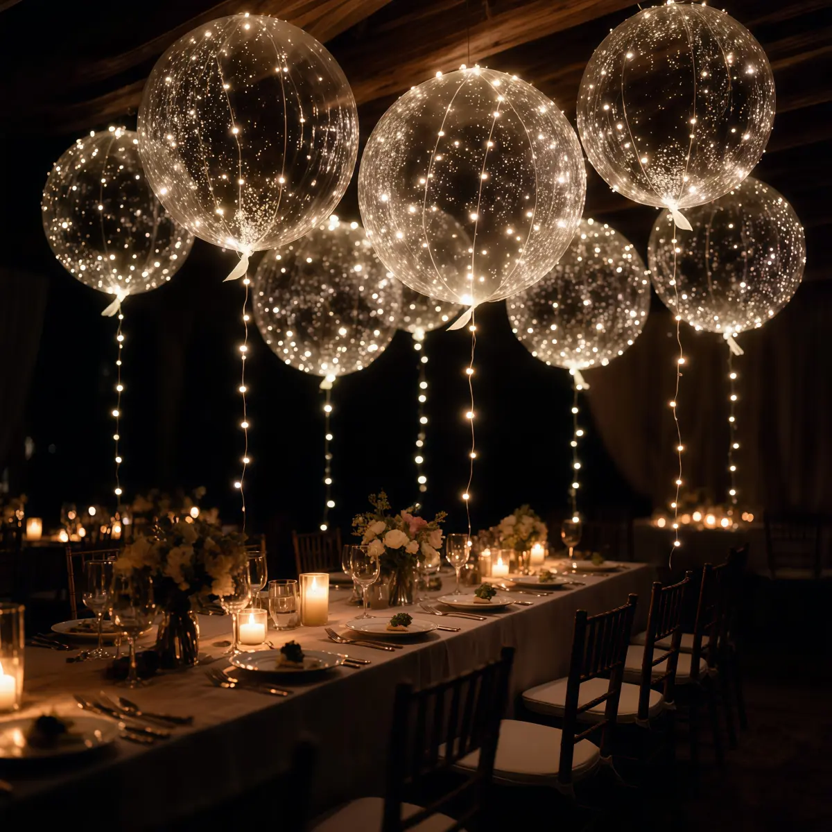 10/20 PCS 20 Inch Clear Bobo Balloons with Warm LED String Lights, Transparent Helium Bubble Balloons for Valentine's Day, Halloween, Christmas, Weddings and Birthday Party Decorations