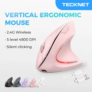 TECKNET Ergonomic Mouse Wireless, Rechargeable Mouse Silent for Carpal Tunnel Right Hand, Bluetooth,2.4GHz USB Vertical Mouse Wireless for Laptop, 6 Adjustable 4800 DPI,6 Buttons, Computer, MacBook, Desktop  (No Batteries Needed)