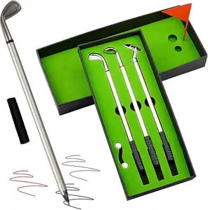 Mini Desktop Golf Set, Golf Pen & Ball Game for Office Desk, Golfing Toys, 3 Golf Club Pens & 2 Balls, Unique Gift for Men & Women, Cool Gifts