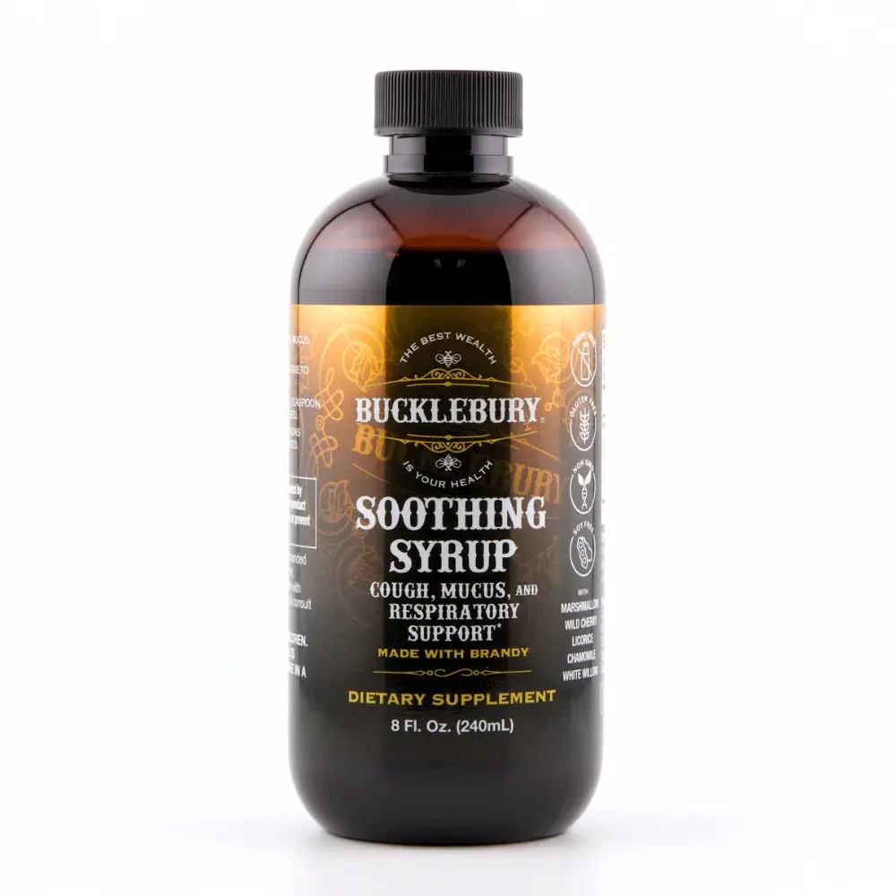 Bucklebury Soothing Syrup 8 oz. -Mullein Leaf, Elecampane Root, Wild Cherry Bark, Licorice Root, and Horehound Herb