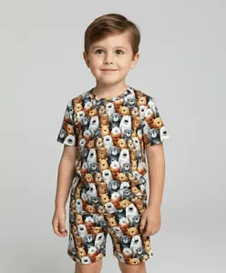 Charlie Play Curious Bears - Bamboo Lyocell Short Sleeve Short Lounge Set