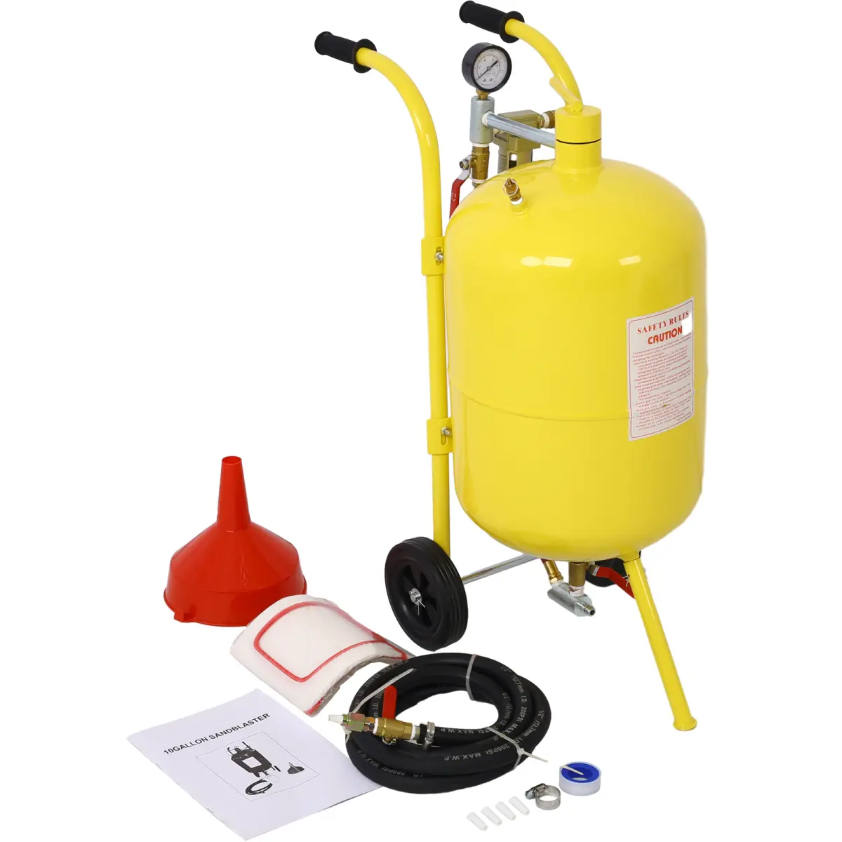 10Gal Pot Sandblaster, 125 Psi Pressure Washer Sand Blaster Gun Kit, Portable Media Blaster for Paint, Rust, Stain Removal, Walnut Blaster for Wood, Metal