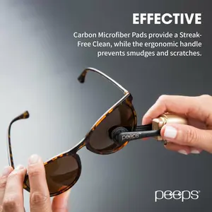 CarbonKlean Peeps Eyeglass Lens Cleaner - Efficient and Durable Carbon Microfiber Technology - Exclusively Used by NASA - 500 Uses (Injected White)