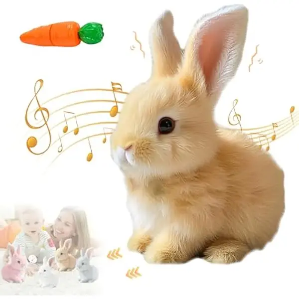 Plush Bunny My Realistic Bunny Toy, Interactive Bunny Realistic Bunny - Jumping, Twitching, And Shaking Ears, Bunbi Realistic Bunny, Realistic Bunny