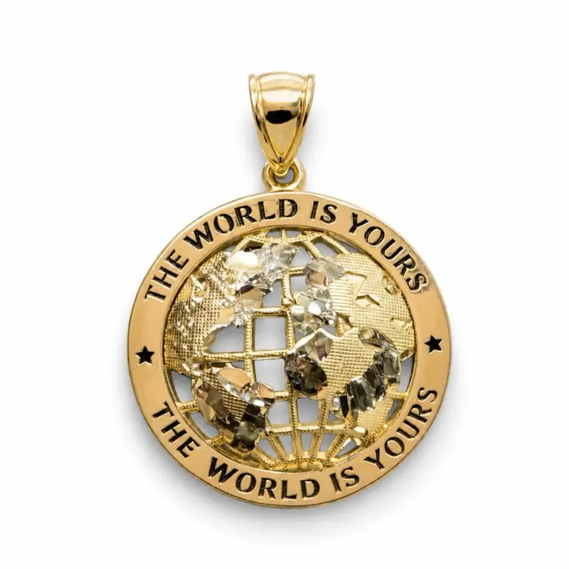 World is yours gold pendant 24mm