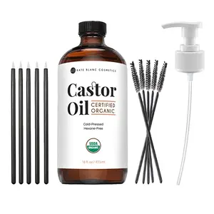 Kate Blanc Cosmetics Organic Castor Oil (16oz) for Thicker-Looking Hair, Lashes, and Brows | Non Greasy Moisture Haircare
