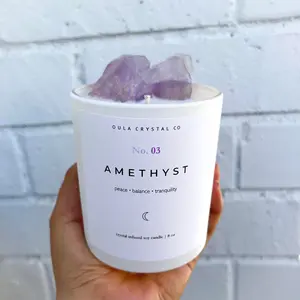Amethyst Crystal Candle | Peace • Balance • Traquility |