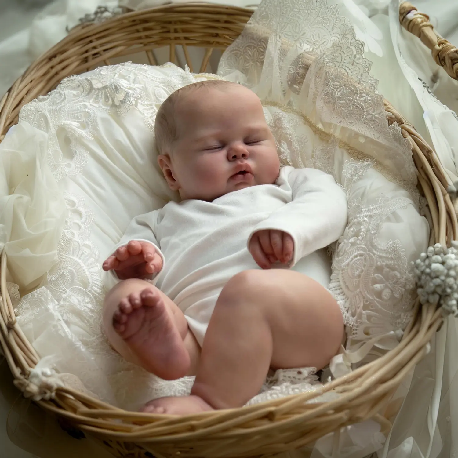 GUESSBELLY 20 Inch 3D Skin With Visible Veins 50 CM Asleep Fat Reborn Baby Doll Toy For Girl Vinyl Limbs Cloth Body Babies Dolls Lifelike Birthday Gift Play House Bedtime Accompany Dolls