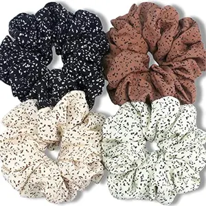 Extra Large Scrunchies for Women's Hair, Premium Satin Soft Jumbo Scrunchy, XL 6 inch Big Elastic Thick Band Hair Accessories, 4 Pack, Dots