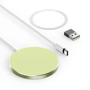 Magnetic Wireless Charger,THREEKEY Wireless Charging Pad with 4FT Charging Cable Compatible with MagSafe Charger for iPhone 17/16/15/14/13/12 Series,Airpods3/2/Pro,Mag Charger-Cyan