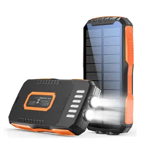 citicr Solar Charger, 30000mAh Portable Solar Power Bank for All Cellphones, Waterproof Battery Pack, Outdoor External Backup Power Charger Dual USB Outputs/LED Flashlights, Perfect for Camping Travel