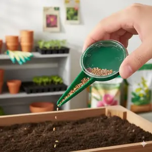 Handheld Adjustable Seed Spreader: 5 Settings for Precise Planting of Tiny Seeds. Perfect for Home Vegetable & Flower Gardens, Easy & Even Sowing for Beginners and Gardening Enthusiasts.
