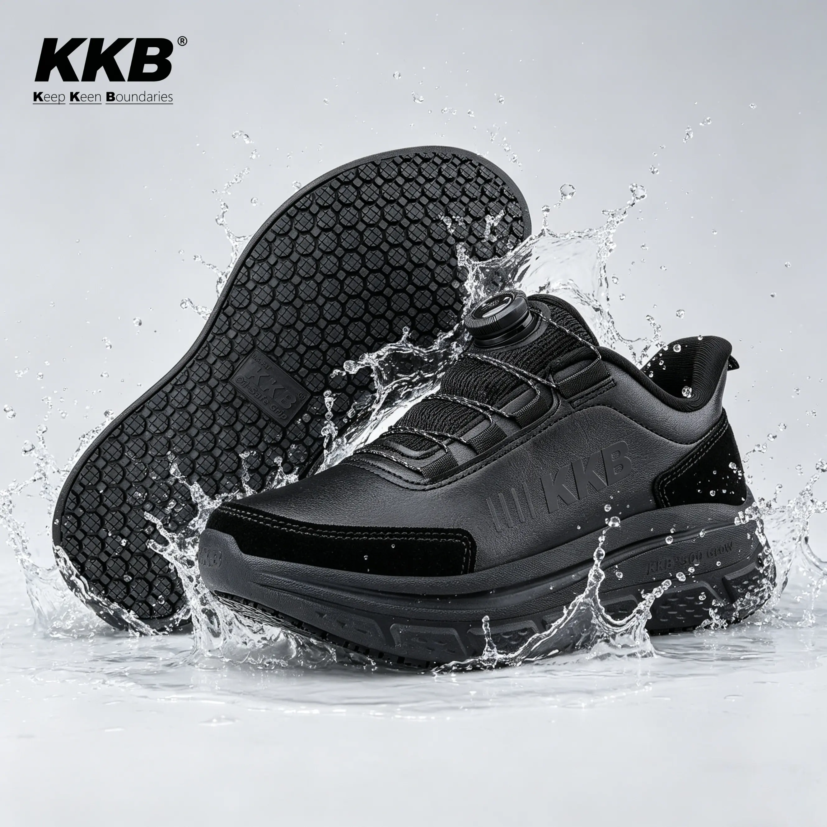 Men's Non Slip Work Shoes Water Resistant Easy Slip Sneakers for Kitchen Restaurant Chefs Nurses with Arch Fit Support Orthopedic