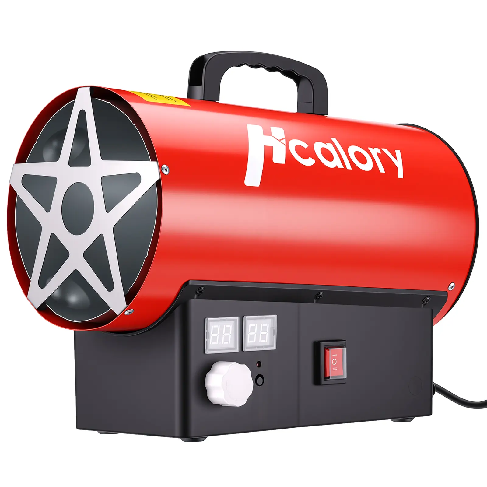Hcalory 60000 BTU Durable Industrial Stainless Steel Forced Air Propane Heating System, 1.09 kg/hr Energy Efficient Low Fuel Consumption, 41-131°F Auto ON-OFF Digital Temperature Control, US Propane Tank Compatible, for Garages, Warehouses, Long-Lasting