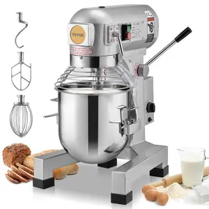 VEVOR Commercial Food Mixer, 28.5L Commercial Stand Mixer with 3 Adjustable Speeds, 1100W Dough Mixer with Stainless Steel Bowl and 3 Mixing Attachments, Ideal for Restaurant, Bakery, Pastry shop, Caf