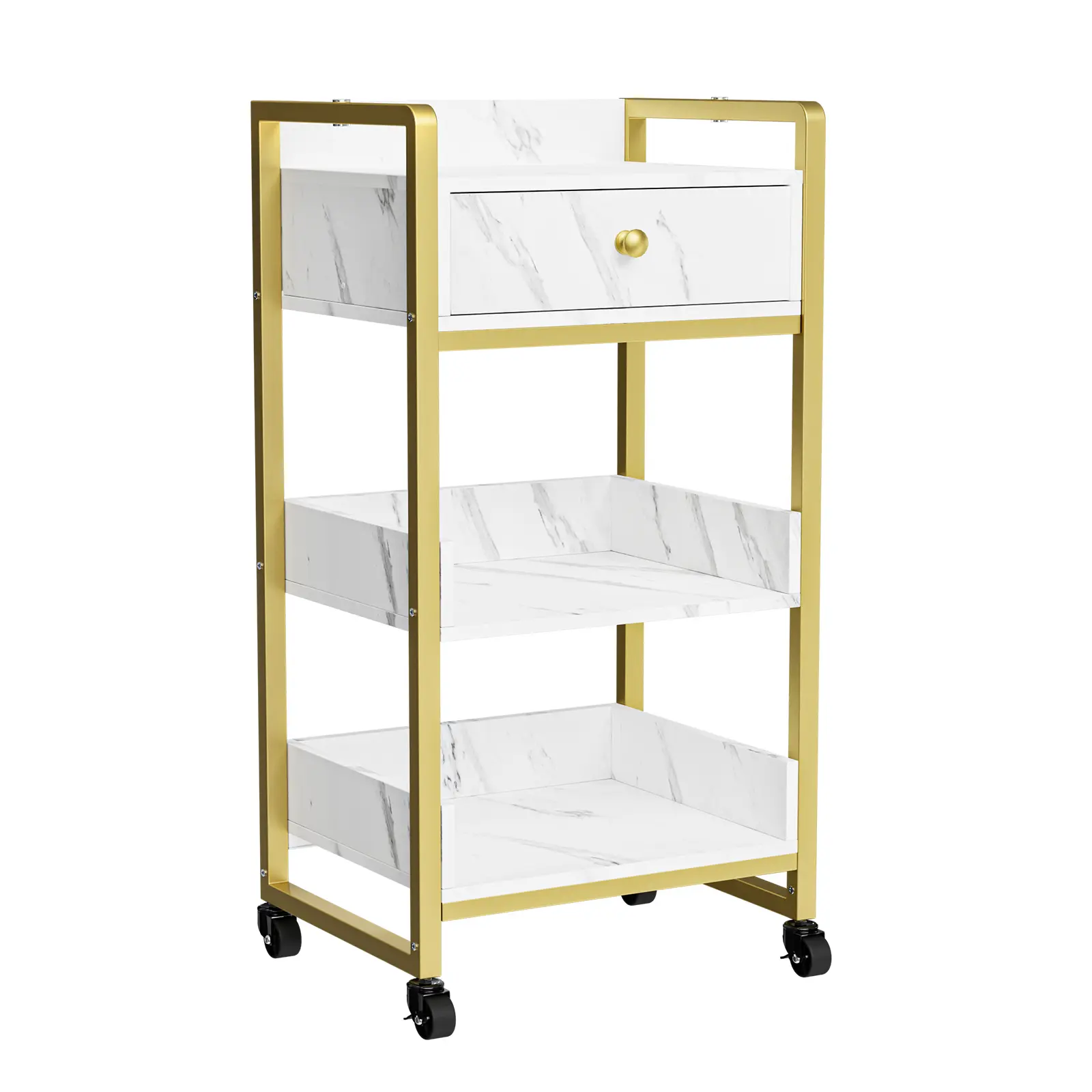 OmySalon Salon Trolley Cart, Esthetician Cart with Wheels & 1 Drawer Cabinet, Hair Stylist Cart for Beauty Spa Massage Tattoo Esthetic Facial Tool Holder Station