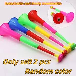 2-Pack Foldable Detachable Vuvuzela Horns, Sports Event Noisemakers, High-Strength Plastic with Whistle, Blue, Easy Assembly