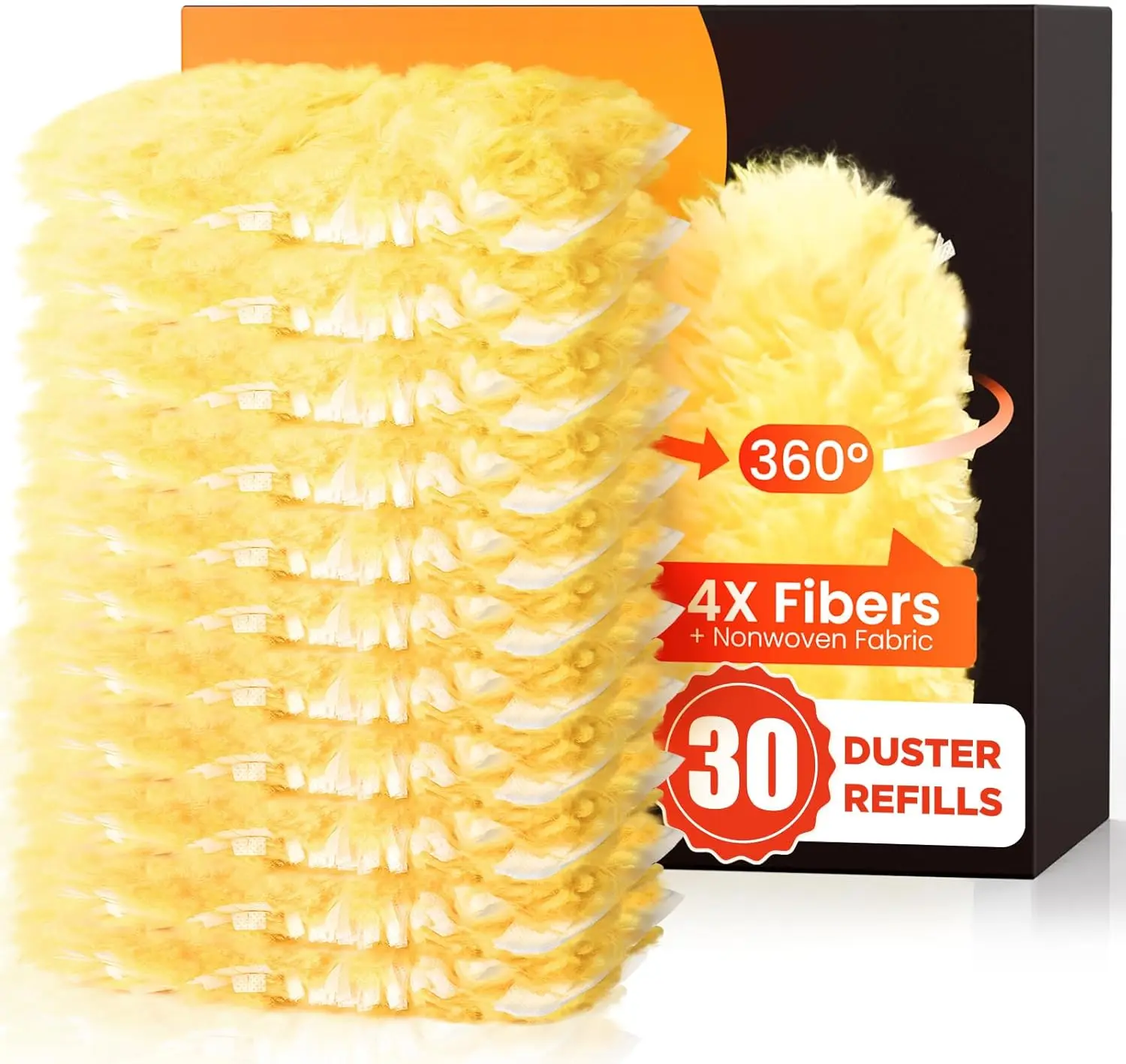 360-Degree Disposable Feather Duster Refills Pack for Swiffer - 30 Pcs, Handle, Extendable Telescopic Long-Handled Attachment, Locks in Dust, Multi-Surface Cleaning Dusting Brush Duster Heads