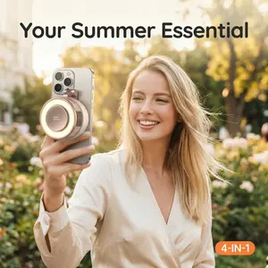 Portable multifunctional magnetic mini bladeless fan with 100 adjustable speed levels, phone cooling clip fan, stand fan, rotating fan ideal for outdoor travel, Father's Day gift, rechargeable fan with fill light, handheld turbo fan, phone holder fan, per