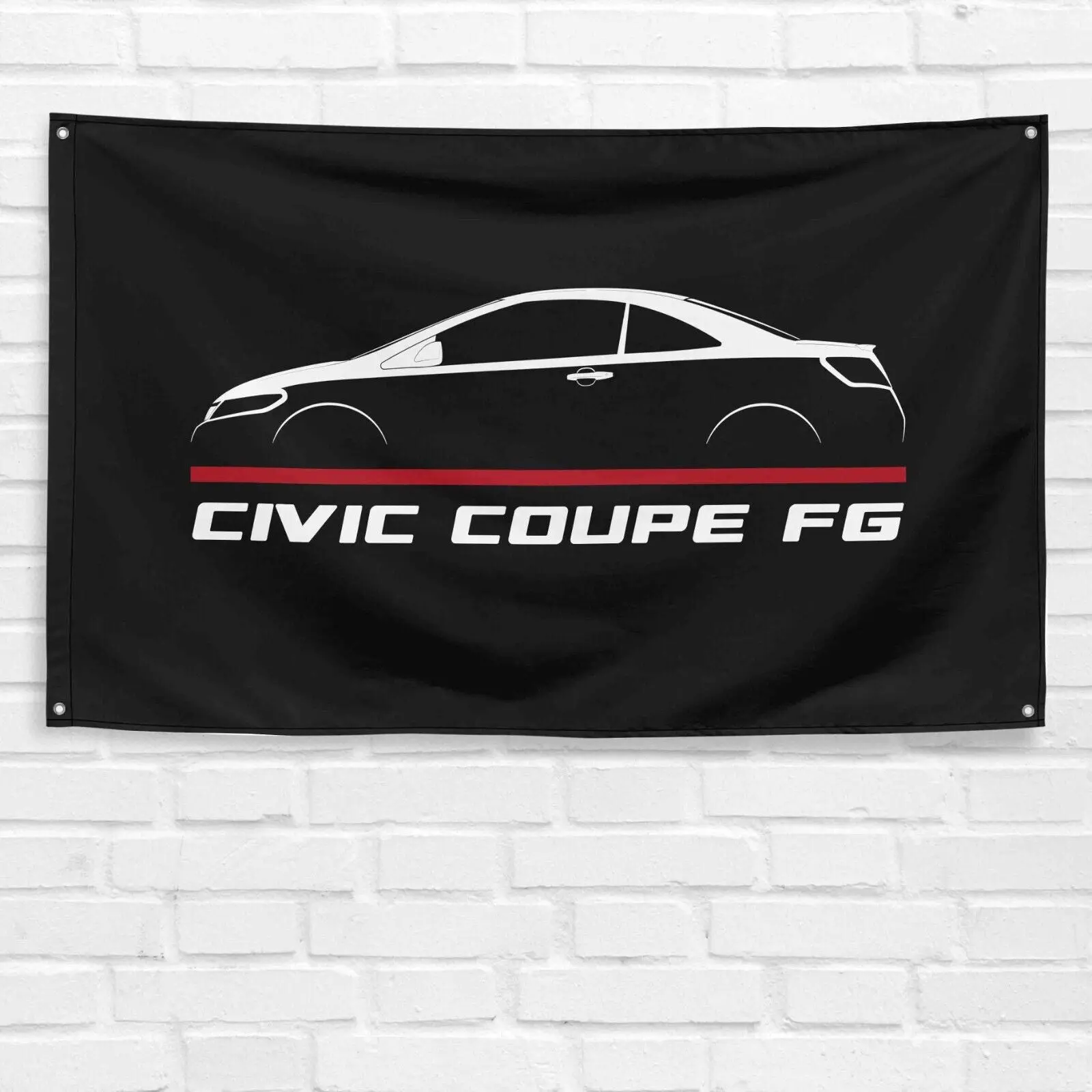 Handmade Honda Civic Coupe FG 2005-2010 Single-Sided Polyester Banner, 3x5 ft Vibrant Print Wall Decor, Car Enthusiast Man Cave Garage Decor, Gift for Dads
