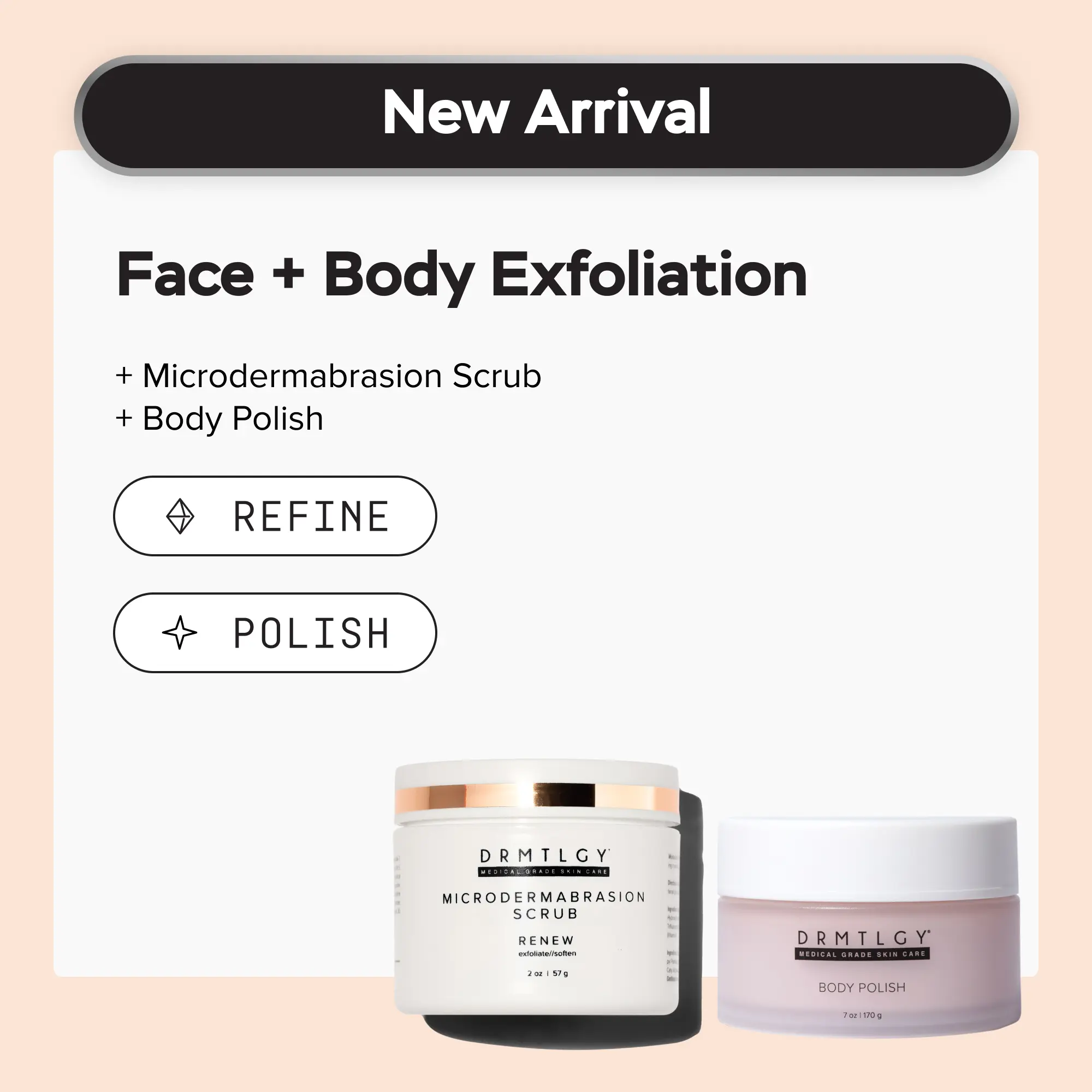 Face + Body Exfoliation: Includes Microdermabrasion Scrub and Body Polish. Gently Exfoliate Rough, Dry Skin on Face and Body.