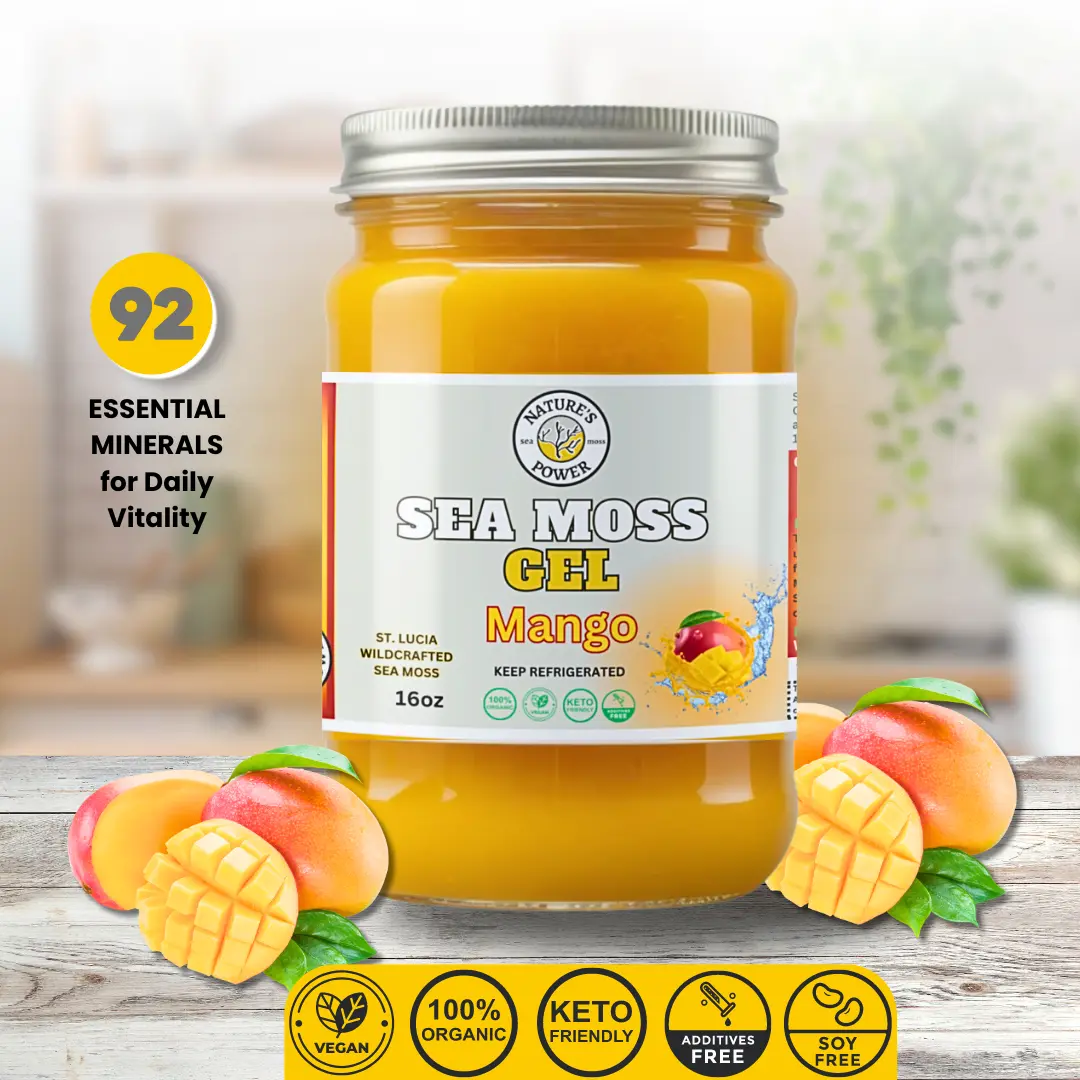 Mango Sea Moss Gel | Organic Dietary Supplement | Natural Vitamins | Health & Fitness Superfood