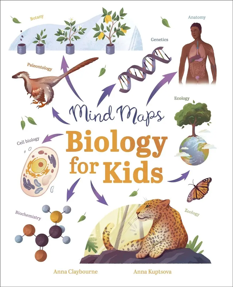 Used Hardcover Biology Book - Mind Maps: Vibrant, Full-Color English Language Book by Award-Winning Science Writer Claybourne, for Curious Kids, Covers Genetics & Zoology, Engages with Natural World, Supports STEM Learning