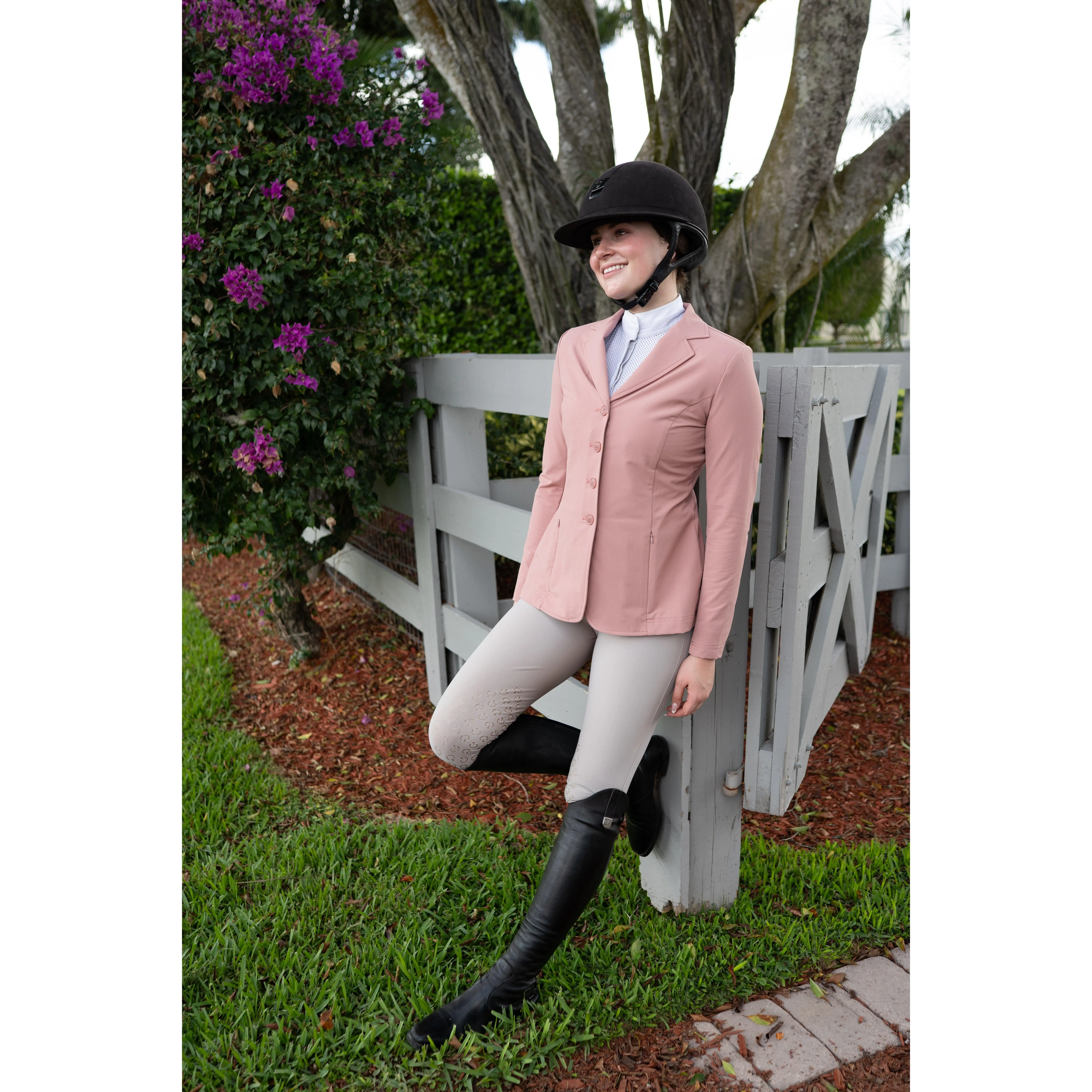 Grand Prix Quinn Show Jacket, 4 Button Front with Hidden Zipper Closure, Rose