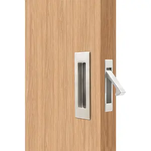 Sliding Pocket Door Handles, 304 Stainless Steel Non Locking Pocket Door Hardware, Recessed Flush Finger Pulls, Heavy Duty Edge Pull (1 Set, Satin Nickel, 4.72 Inch)