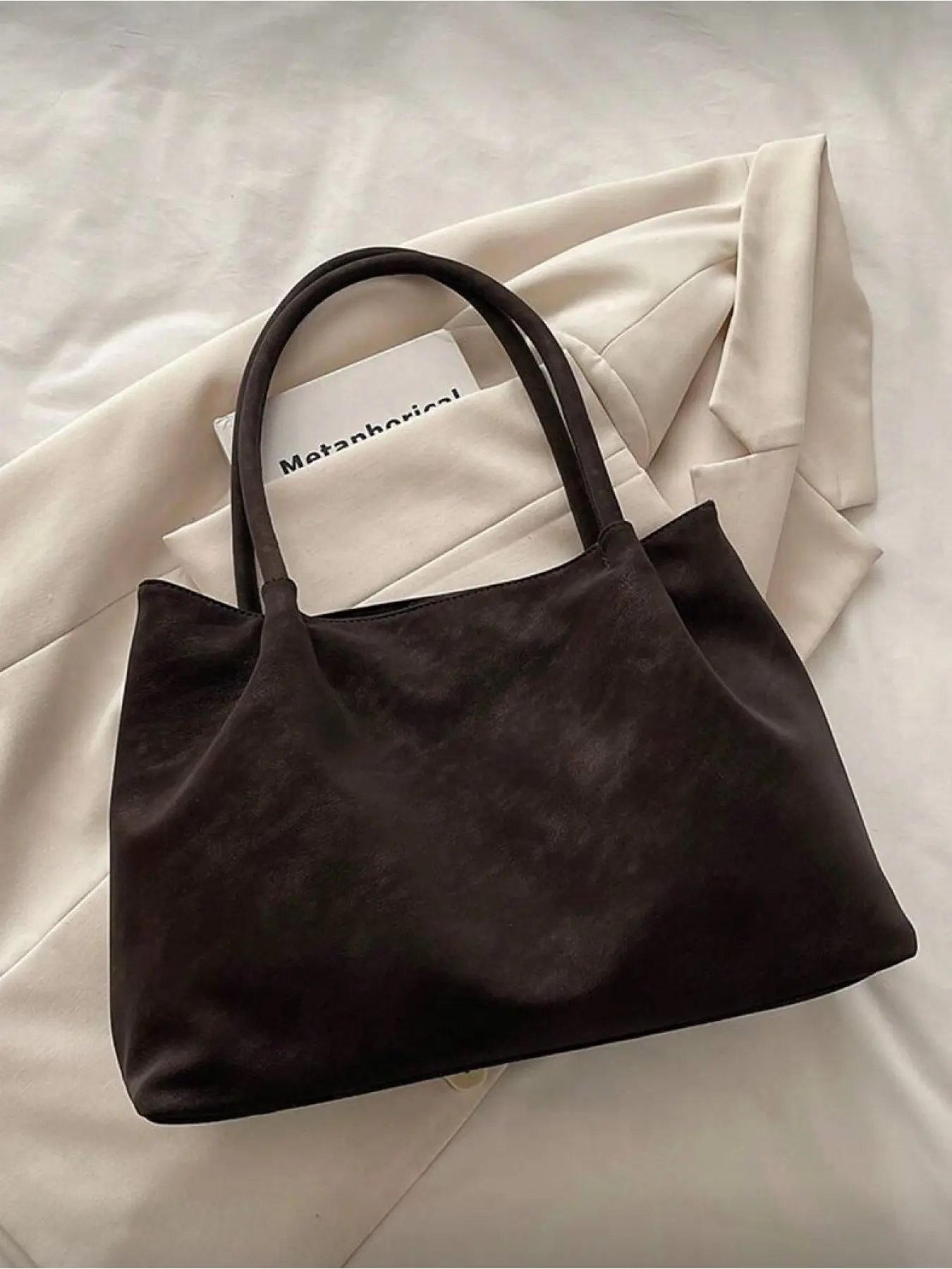 New Retro Fashion Large Capacity Tote Bag Lightweight Minimalist Solid Color Shoulder Bag Casual Everyday Bag Casual Commuter Bag for Women Daily Casual Commute Work Vacation Student Use