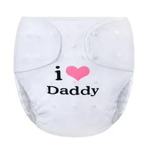 Littleforbig Washable Adjustable Reusable Waterproof Cloth Adult Diaper Wrap Cover One Size - I Love Daddy