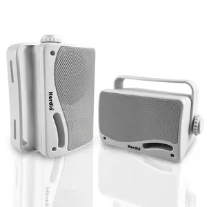 Herdio 5.25" 300W & 3.5" 200W Indoor & Outdoor Bluetooth Speakers Wired Waterproof, Wall Mound with Powerful Bass for Patio Deck Garage Indoor, Home Theaters & Halloween Parties  (White Pair),