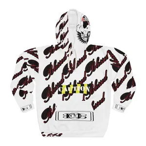 FL (ATG) Caution Blessed Unisex Pullover Hoodie (AOP) (BLK V)