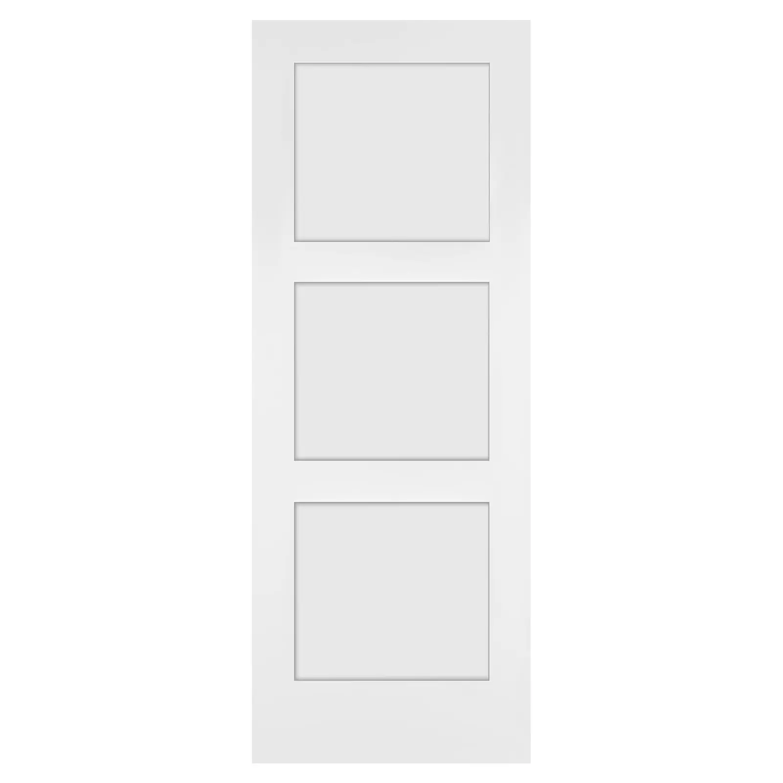 Wooden Interior Door Slab – Primed White 3-Panel Shaker Style, 30x80 Inches, 1-3/8" Thick, Ready for Paint