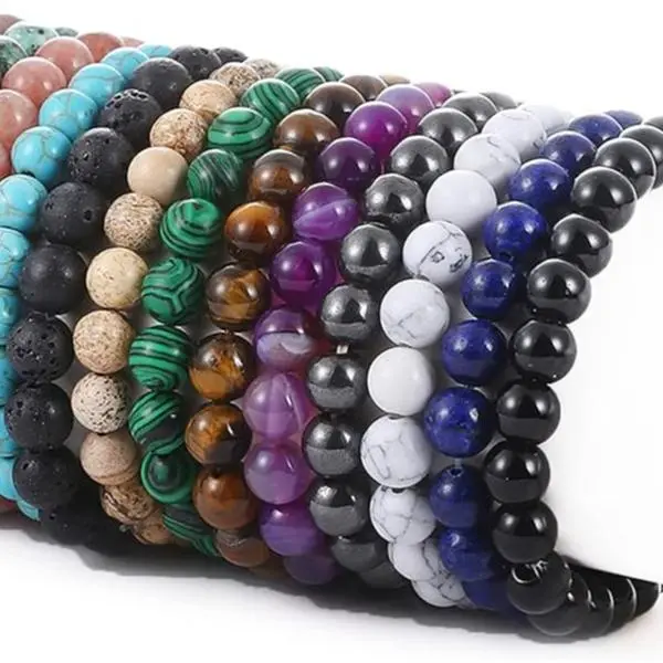 Healing Crystal Bracelet,8mm Natural Stone Bead Bracelets for Men & Women