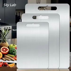 Sky Lab 1/2PCS Stainless Steel Cutting Boards, Kitchen Cutting Board, Double Sided Food Grade Non Stick Cutting Board, Used For Cutting Fruits, Vegetables, And Various Ingredients, Suitable For Kitchens, Dishwashers,  Various Cooking Tasks chopping board