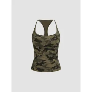 Cider Cotton-blend Camo Cami Top SummerWins Dealsforyou