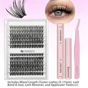 30D 40D Individual Cluster Lashes Mix 9-17mmLength, 240 Pieces,Ultra-Thin Invisible BandNatural Curl Volume DIY EyelashExtension,Reusable Lash Kit Makeup Cosmetic