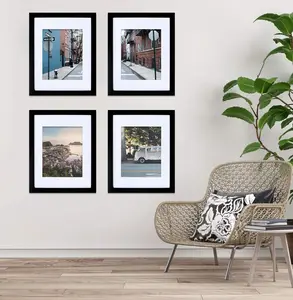 11x14 Inch Set of 4, Hanging Picture Frames for Wall with Plexiglass and Dual Mounting Hanger for Horizontal and Vertical Formats