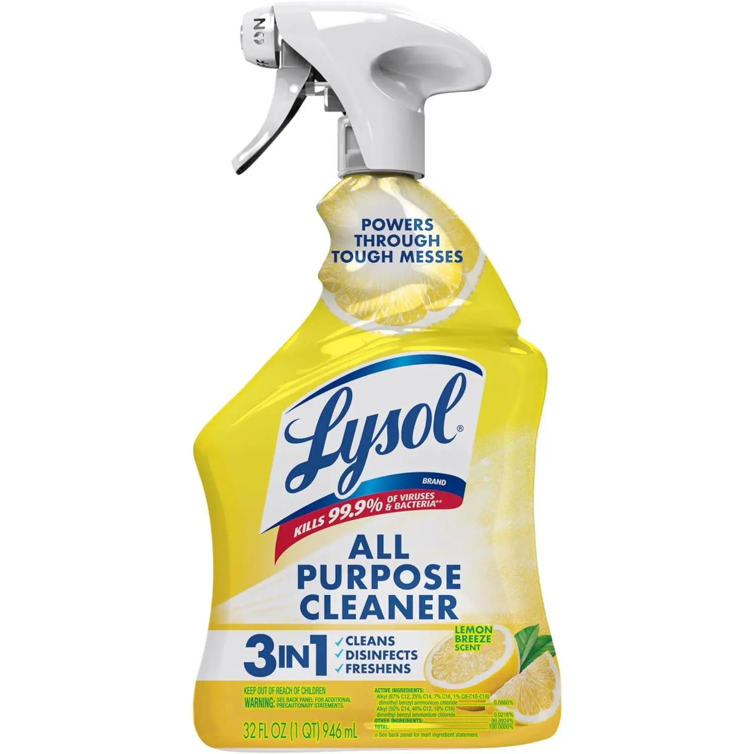 Lysol All-Purpose Disinfecting Cleaner Spray - Lemon Breeze Scent, Kitchen & Bathroom Use, 32 Fl Oz