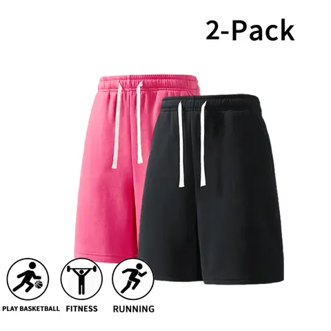 Men's 2-Pack Active Sweat Shorts, Comfortable Athletic Fit with Drawstring for Gym, Running & Workouts, Plus Size