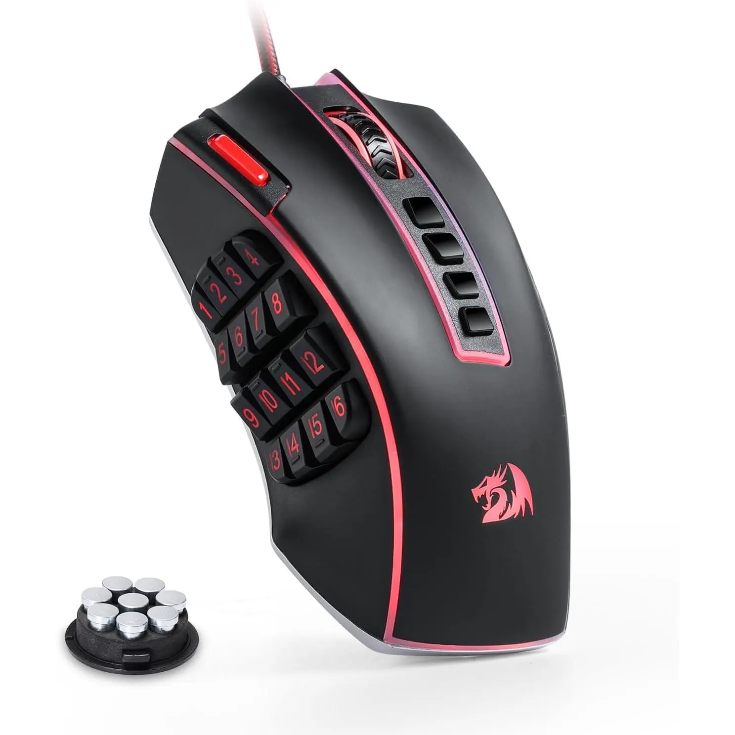 Redragon M990 MMO Gaming Mouse, 32000 DPI High Precision Wired RGB PC Gaming Accessory with 23 Programmable Buttons, 16 Side Macro Keys, Adjustable Reporting Rate, Software Support, Aluminum Base, Pc Gaming Accessories