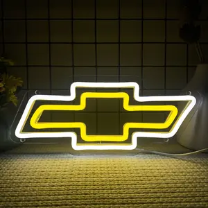 Chevrolet Car Logo Neon Sign for Garage Decor,Led Signs for Bar Man Cave Wall Decor,Bright Light of Automotive Supplies Store Display,Easy Hanging