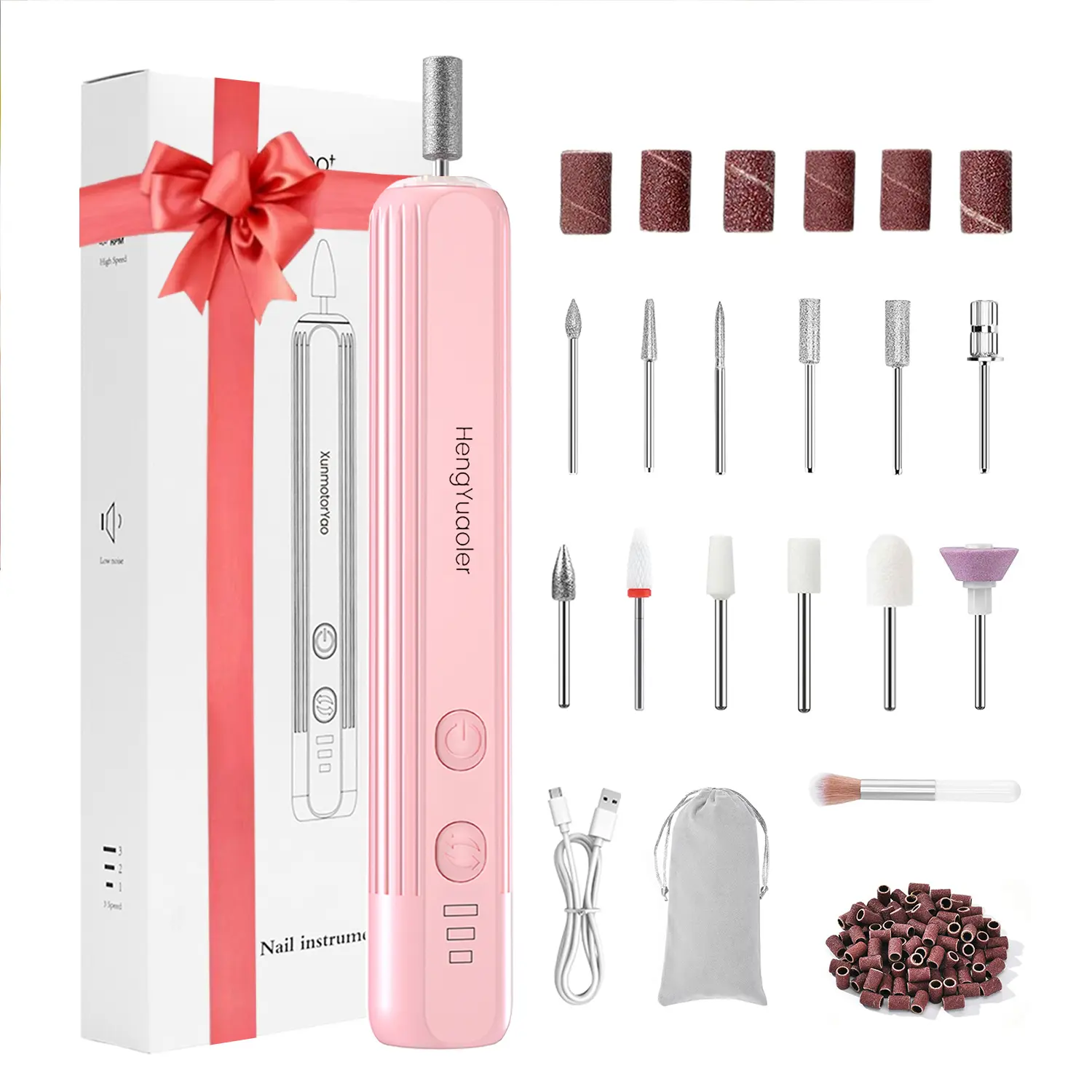 HengYuaoler 1st Gen Cordless Nail Drill Kit - Rechargeable 3-Speed Professional Tool for Manicure, Pedicure, Thick Nails & Cuticle Care, Nail Care