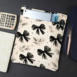 1PC Floral Ribbon Modern Print Book Cover with Zipper Closure - Book Protector & Storage Bag, Front Pocket for Students, Teachers, Office Supplies.