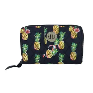 Vera Bradley Women's Turnlock Wallet - RFID Protection, Durable Signature Cotton, Pineapple Toucan Party Quilted Pattern, Wallets for Women, Wallets Women, Rfid Safe, Toucan Print