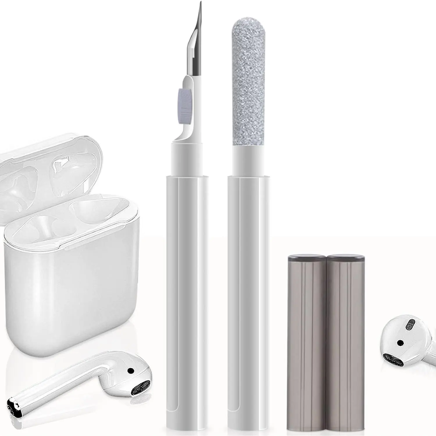 Cleaning Pen for Airpods, [3-in-1] Multi-Function Cleaner Kit Cleaning Pen with Soft Brush Flocking Sponge, Cleaning Tools for Bluetooth Earphones Case, Phone, Laptop, Lego