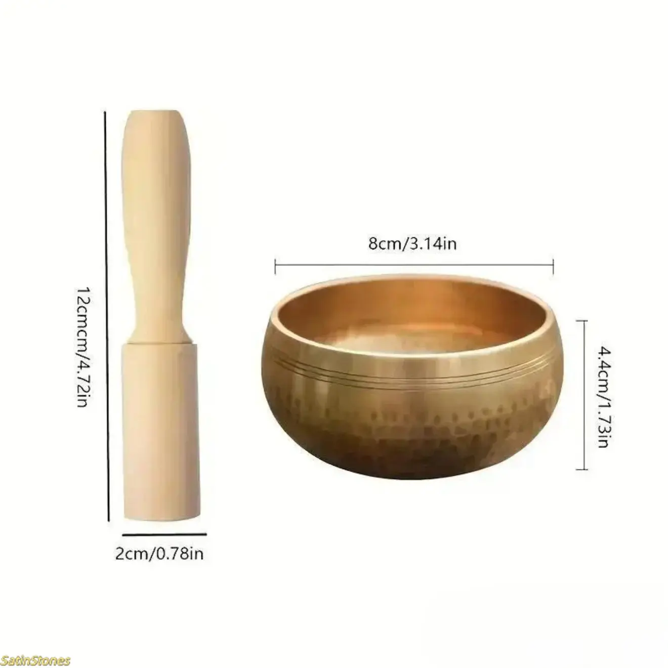 Unisex Tibetan Singing Bowl Set with Striker & Cushion, Hand-Hammered Percussion Instrument for Daily Meditation & Balancing Chakra, Chakra Balancing, Bracelet, All Ages, Golden, No Warning Applicable