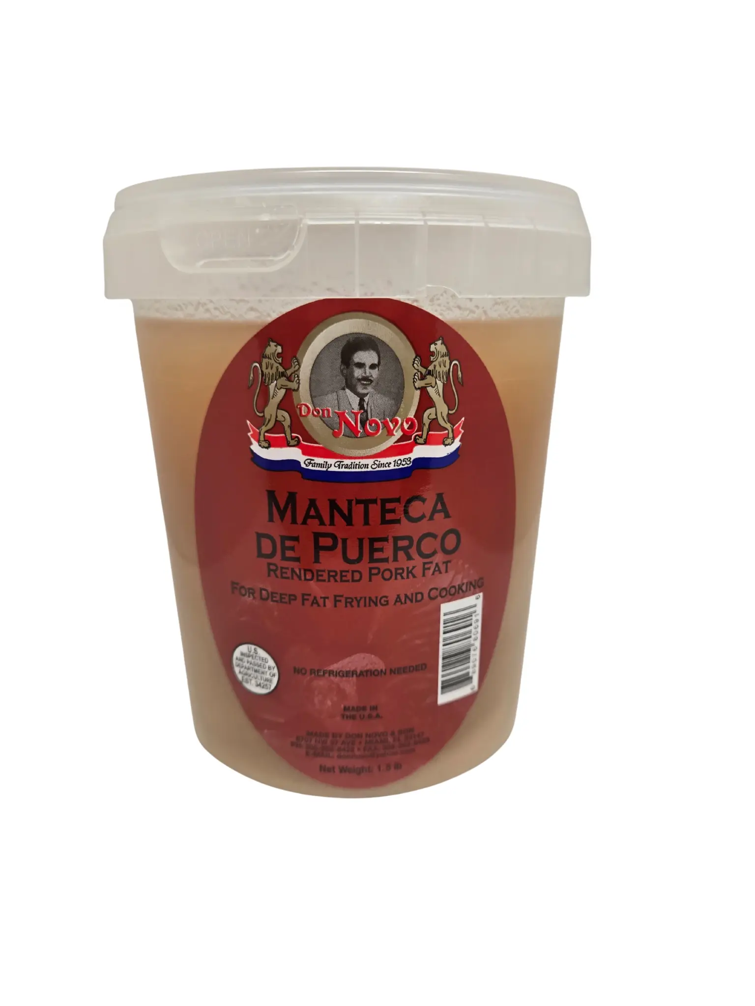 Traditional Garlic-Rendered Pork Fat (Manteca De Puerco) - Ambient US Natural Food Staple, Cooking Essential for Frying & Beans Pairing with Rich Flavor