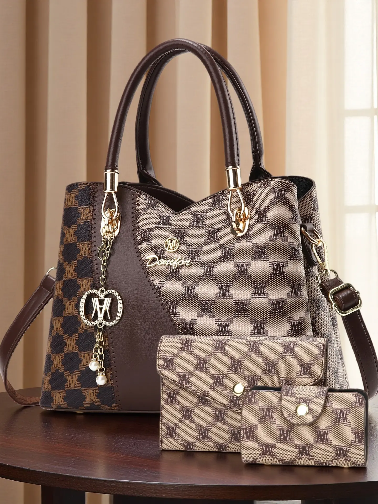 Women's Crossbody Shoulder Bag, Letter Print PU Material, Casual All-Seasons Handbag & Wallet Set, Luxury Party Commute Bag, Crossbody Fashion Bag